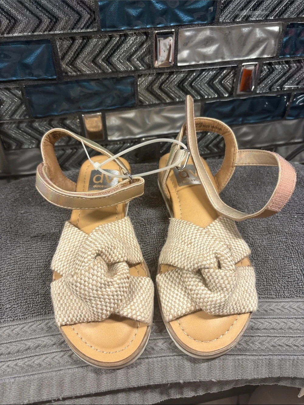 Dolce Vita Beige Knotted Strap Sandals with Ankle Strap